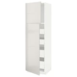 White high gloss cabinet with shelves, modern design.