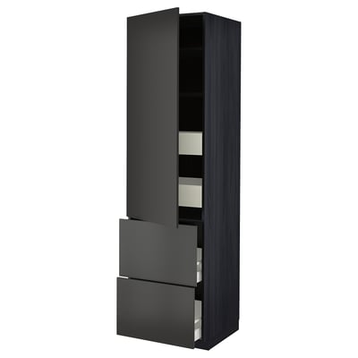 Black METOD kitchen cabinet with two drawers and adjustable shelf.