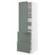 METOD kitchen unit in grey-green with shelves and drawers.