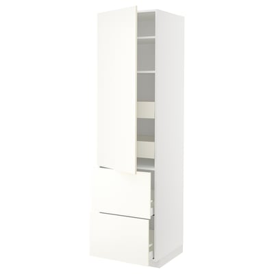 A white METOD kitchen cabinet with adjustable shelves and drawers, offering ample storage space.