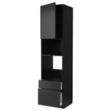 Black METOD kitchen unit with 2 drawers, 1 open shelf, modern design.