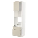 METOD kitchen unit, beige. Vertical design with shelves and drawers, sleek modern look.