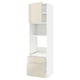 A white METOD kitchen cabinet with a glossy beige door and drawer, featuring a sleek modern design.