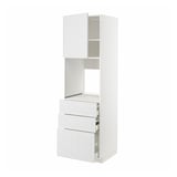 White METOD kitchen cabinet with drawers and shelves.
