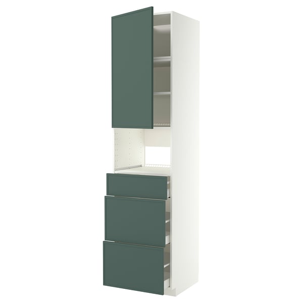 METOD / MAXIMERA High cabinet f built-in appliances, white/Aspudden dark grey-green, 60x60x240 cm