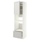A white METOD kitchen cabinet with grey trim, featuring adjustable shelves, a full-extension drawer, and a door on the left or right side.