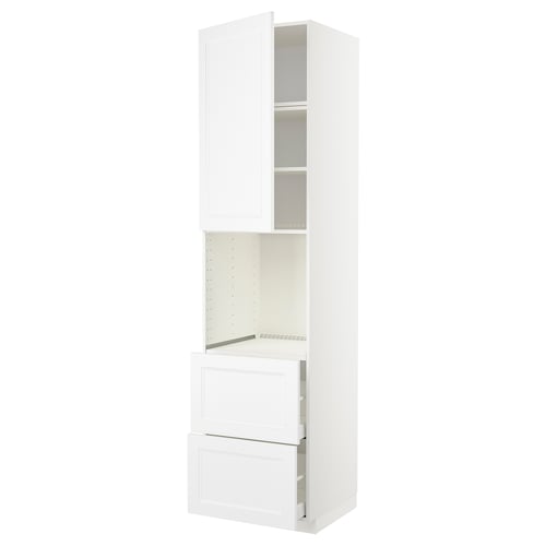 A METOD kitchen cabinet in white with a modern design and multiple compartments.