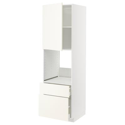 White METOD kitchen unit with drawer and shelves, modern design.