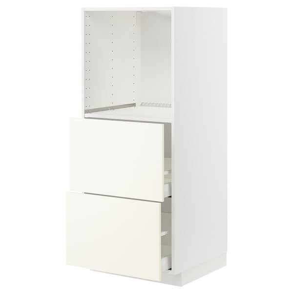 White METOD kitchen cabinet system with adjustable shelf and smooth-running drawers.