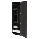 Modern black kitchen cabinet with adjustable shelves & pull-out drawer. METOD system, sleek design.