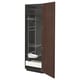 Modern dark brown wooden kitchen cabinet with adjustable shelves and soft-closing drawers.