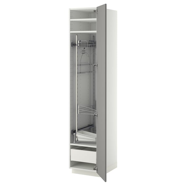 White METOD kitchen cabinet with adjustable shelves and drawers.