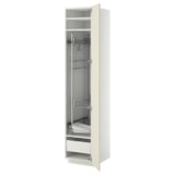 A white METOD kitchen cabinet with a bevelled edge design, featuring adjustable shelves and smooth-running drawers.