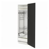 Modern kitchen cabinet in black with adjustable shelves and gentle closing drawers.
