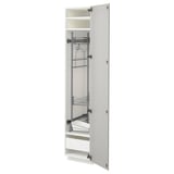 Modern white kitchen cabinet: METOD, slim, tall, white, adjustable shelves, smooth drawers, durable particleboard, steel runners.