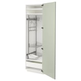 Modern, tall, green METOD cabinet with metal shelves, drawers & soft-closing doors.