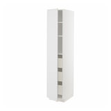METOD white kitchen cabinet with adjustable shelves and soft-closing drawer.