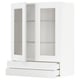 A white METOD kitchen cabinet with glass doors and drawers.