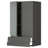Modern grey kitchen unit with two drawers and two shelves, sleek design.