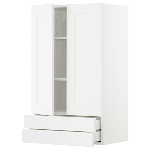 White METOD cabinet, modern design, smooth drawers, wooden, adjustable shelves.
