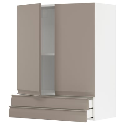 Modern kitchen cabinet in grey-beige with smooth fronts and integrated handle, part of the METOD system.