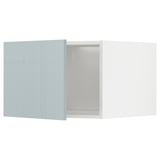 Modern kitchen cabinet: METOD with kallarp high-gloss grey-blue doors.