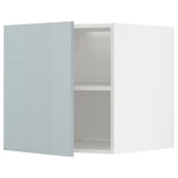 A modern, blue-gray cabinet from the METOD kitchen system, featuring a high-gloss finish and adjustable shelves.