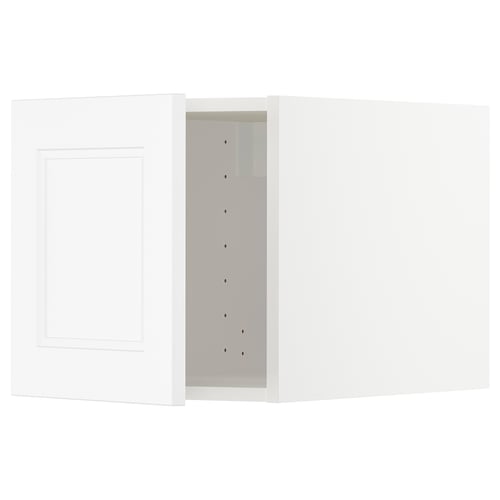 METOD white kitchen cabinet, square shape, modern design with plastic foil front.
