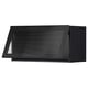 Black modern kitchen cabinet with horizontal lines and sleek design.