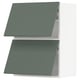 Green-gray METOD kitchen cabinets, modern design, matte finish.