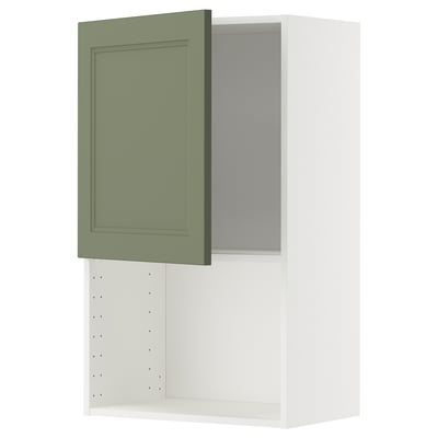 METOD wall cabinet in grey-green with adjustable shelf.