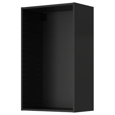 METOD wall cabinet: black, rectangular, modern design with pre-drilled shelves for customizable storage.