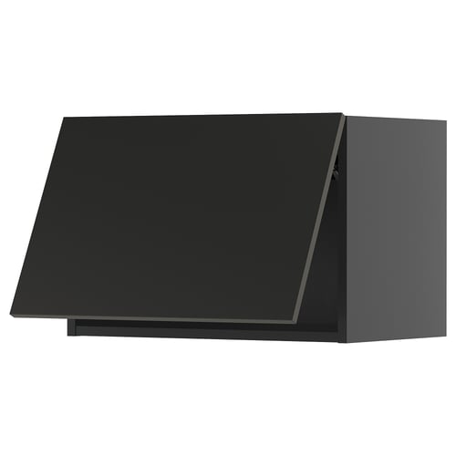 Black modern kitchen cabinet with sleek matt finish, rectangular shape, and clean design. Part of the METOD kitchen system.