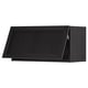 Black stained wooden kitchen cabinet with flat panel design.