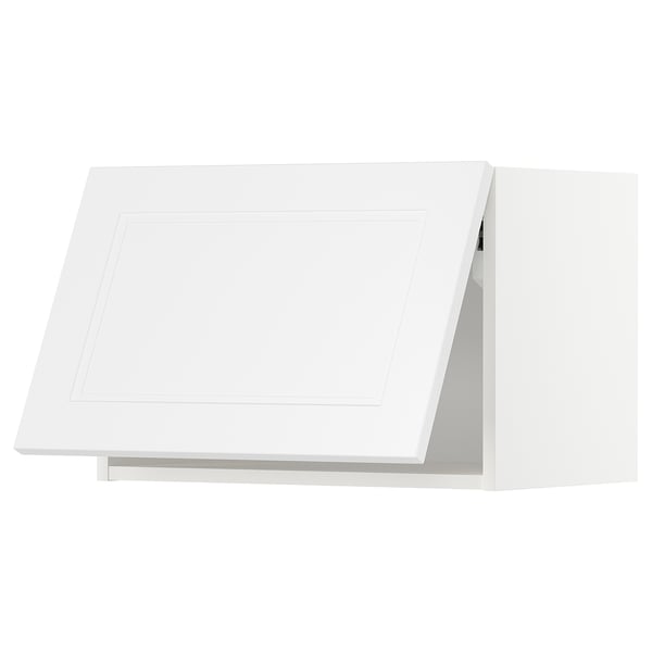 White ikea kitchen cabinet, rectangular shape, modern design, made of fiberboard and particleboard.