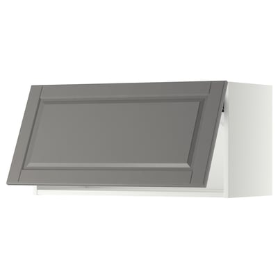 Grey METOD kitchen wall cabinet with beveled edges.