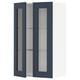 METOD kitchen cabinet with blue glass doors, rectangular shape, and modern design.