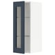 Modern dark blue cabinet with glass door, slim design.