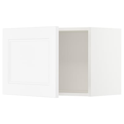 Ikea METOD white kitchen cabinet with square design.
