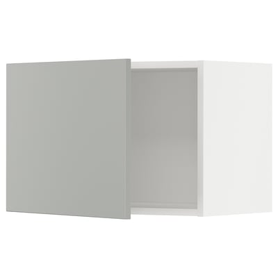 Light grey METOD kitchen cabinets door and frame on white.