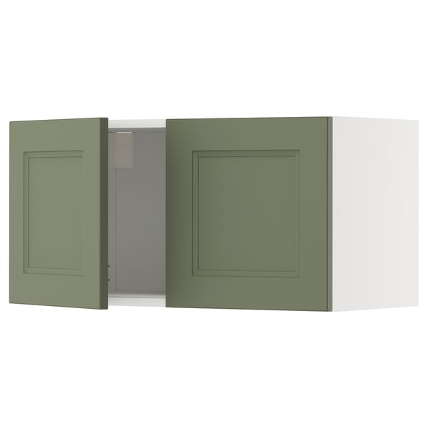METOD kitchen cabinet in grey-green with square recessed panels, featuring a sturdy flat-front design.