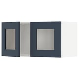 METOD blue glass wall cabinet, square, two doors.
