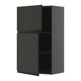METOD Wall cabinet with shelves/2 doors, black-grey/Upplöv matt anthracite, 60x100 cm
