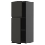 A METOD kitchen cabinet in matte black with a sleek, modern design and adjustable shelves.