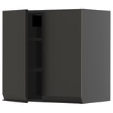 A grey METOD wall-mounted kitchen cabinet with a modern black front and adjustable shelf.