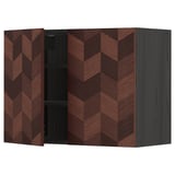 Modern wooden cabinet, METOD, brown, square-shaped, herringbone pattern.