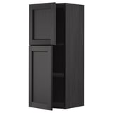 METOD black stained kitchen cabinet with two doors and adjustable shelves.