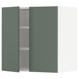 METOD kitchen cabinet in gray-green with adjustable shelves.