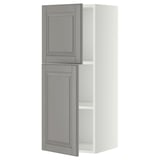 METOD kitchen unit in soft grey with bevelled edges. Wall-mounted, two-door cabinet with adjustable shelf.
