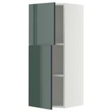 High gloss green cabinet with white base, adjustable shelf, modern style.